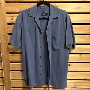 Joseph & Feiss Blue 100% Silk Button Down Shirt